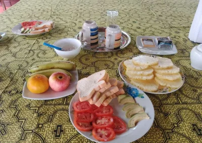 Breakfast at the lodge in the Amazon