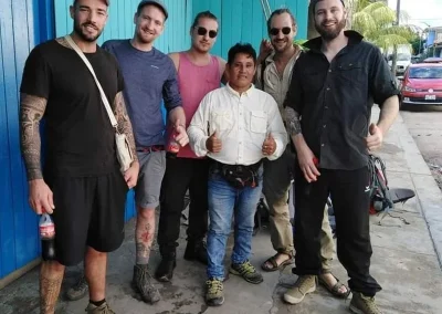 Group of travelers with the guide in the Amazon