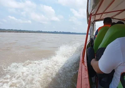 Traveling by boat in the Amazon